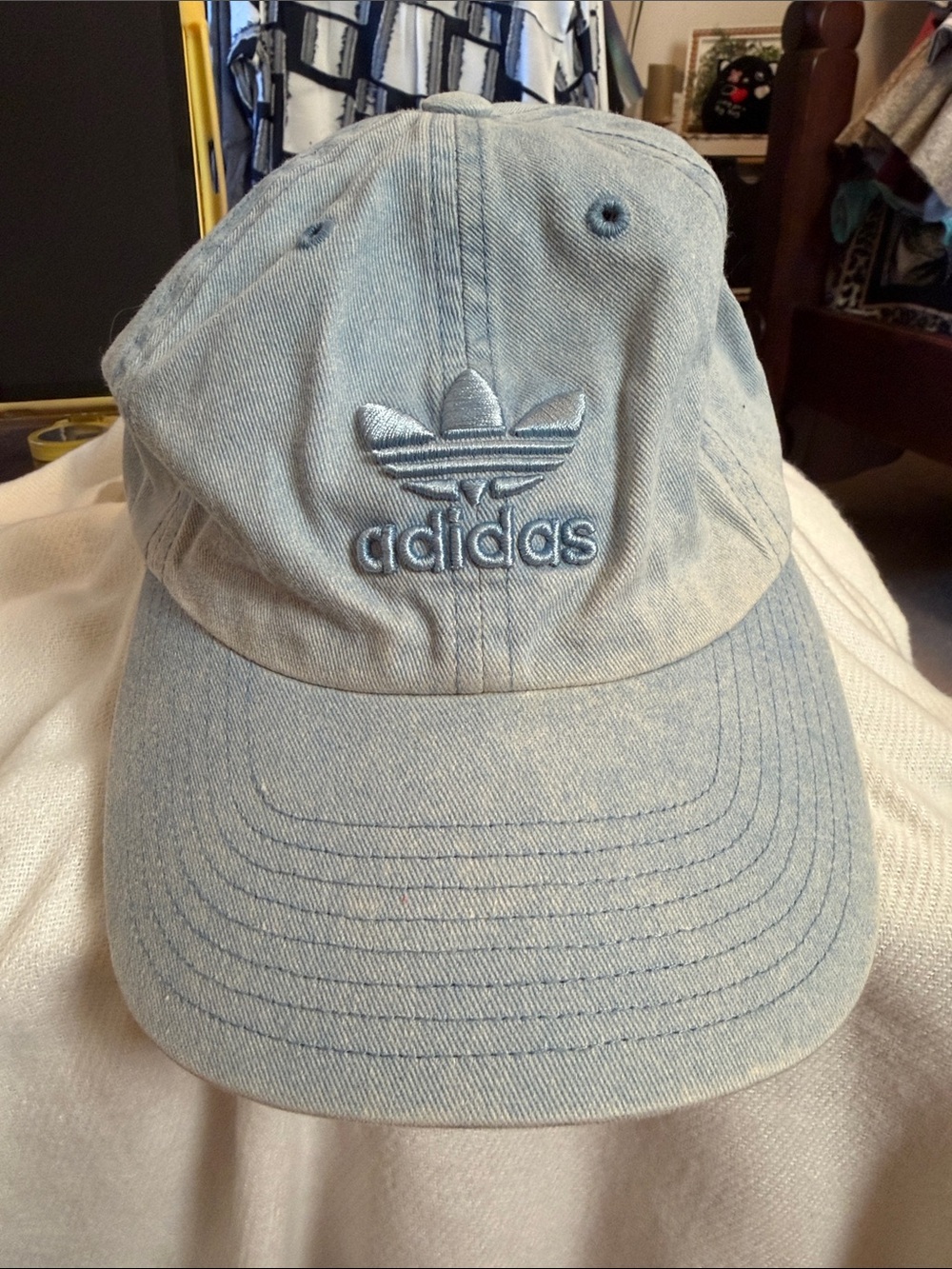 adidas Acid Wash Light Blue Denim Trefoil Cap-Adjustable